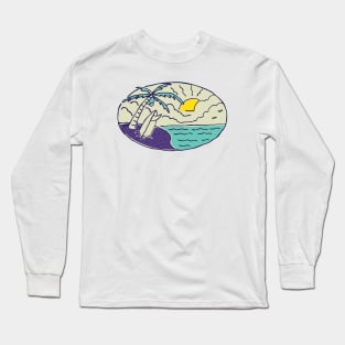 Surfboard and Beach Long Sleeve T-Shirt